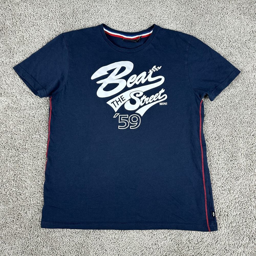 Mini Cooper Shirt Boys Large Blue White Beat The Street Short Sleeve Casual Kids